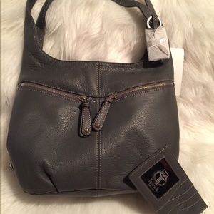 Tignanello three compartment shoulder bag in Grey